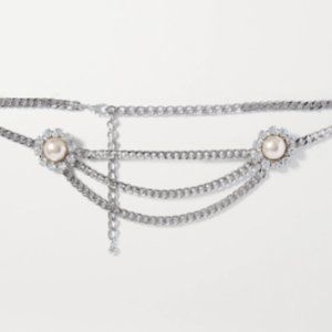 Alessandra Rich Crystal Embellished Chain Belt -OS